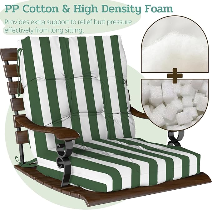 Outdoor Chair Cushions Set of 2, High Back Soft Seat Pad, Indoor Outside Use