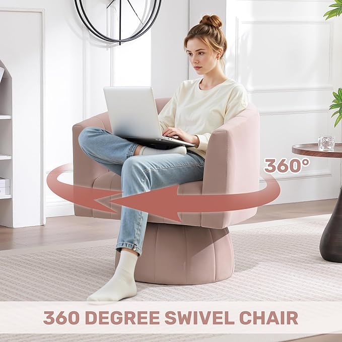 Swivel Accent Barrel Chair Set of 2, Cute Comfy Small Round 360° Arm Chair