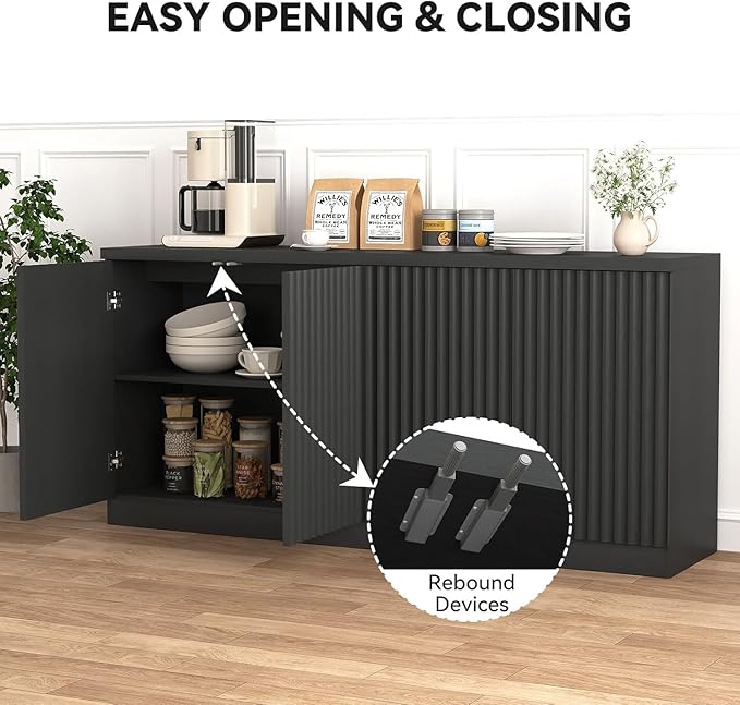 63'' Fluted TV Stand for TVs up to 75'', Modern Media Console