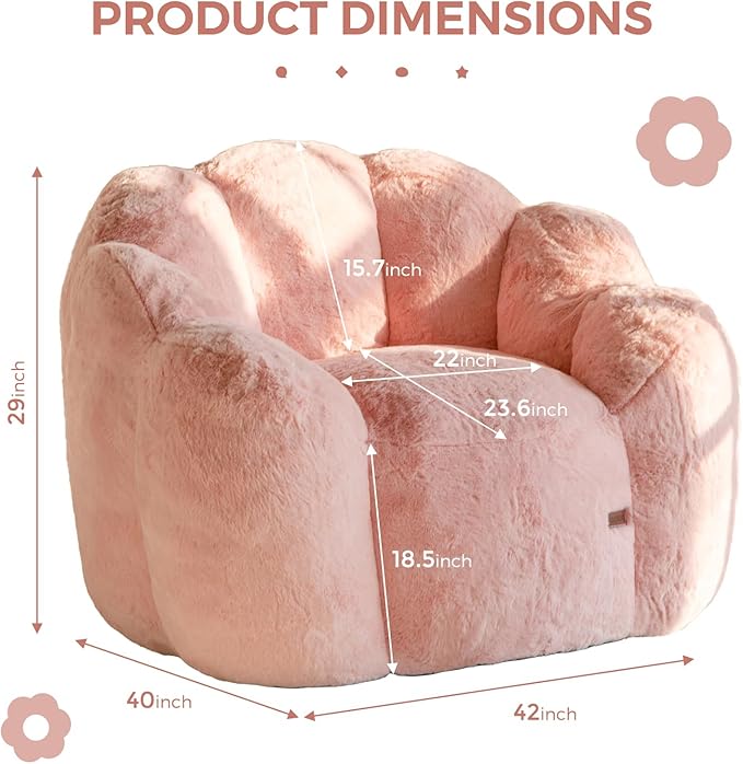 MAXYOYO Bean Bag Chair for Adults, Floral Shaped Bean Bag Sofa, Ultra Soft Faux