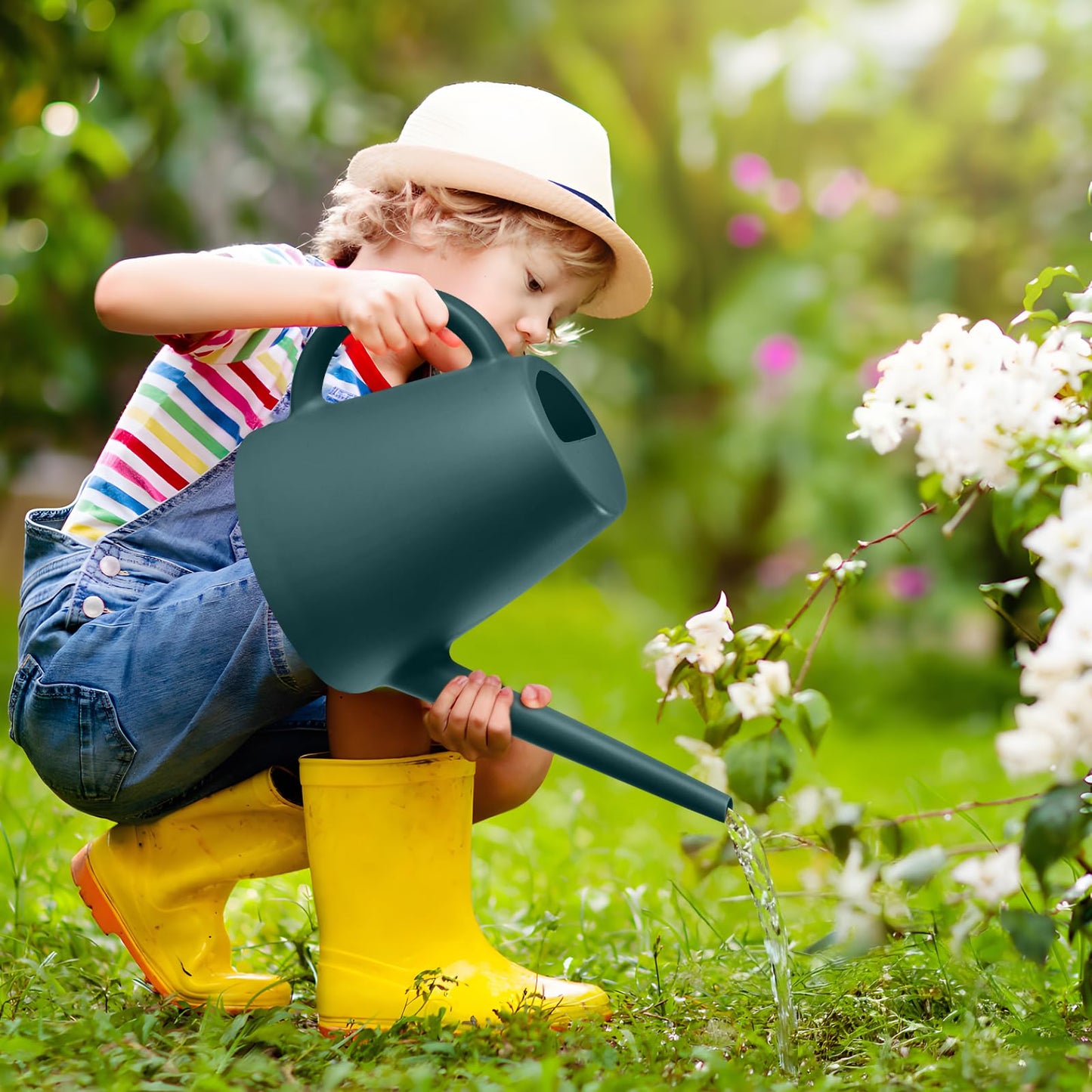 ZXJ Grip Plant Watering Cans for Indoor and Outdoor Home Garden Plants - with Long Spout - Blackish Green - 1/2 Gallon