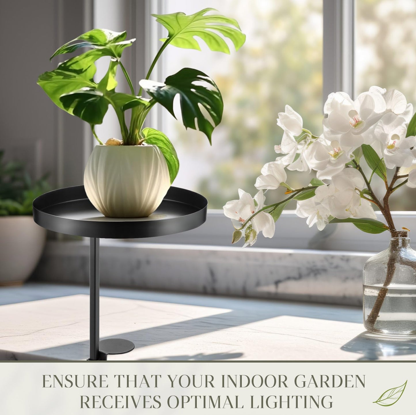 Teenyyou 2 Pcs Window Sill Plant Shelf 7.9''D x 14.2''H Adjustable Window Shelf Windowsill Clamp Tray for Indoor Plants Metal Windowsill Extension Tray Planter Floating Shelves for Indoor Outdoor