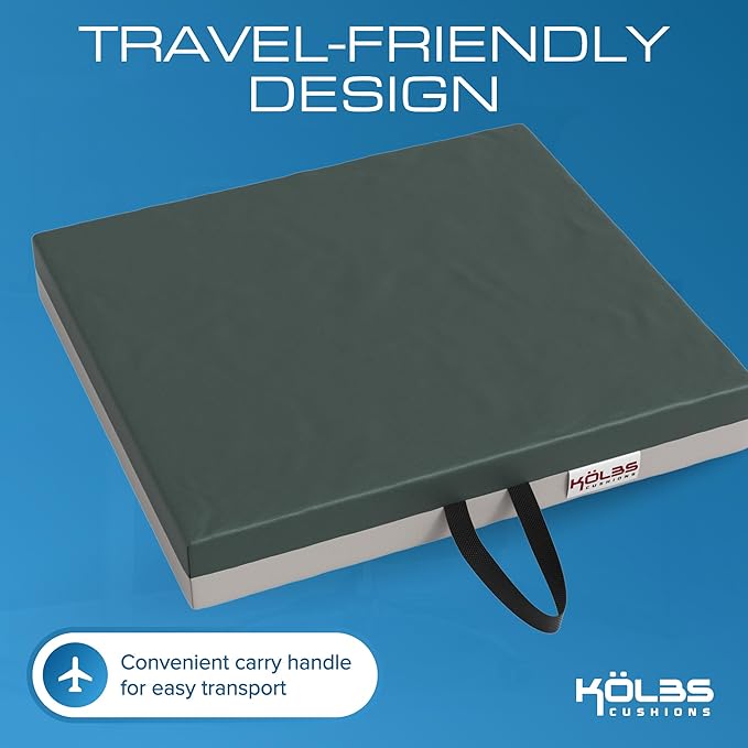 Kölbs Gel Extreme Wheelchair Cushions Seat Cushion, Coccyx, Sciatica & Tailbone Pain Relief Seating Pad Ideal for Office, Kitchen Wheelchairs and Auto, 20 x 18, 3 Inch Thick