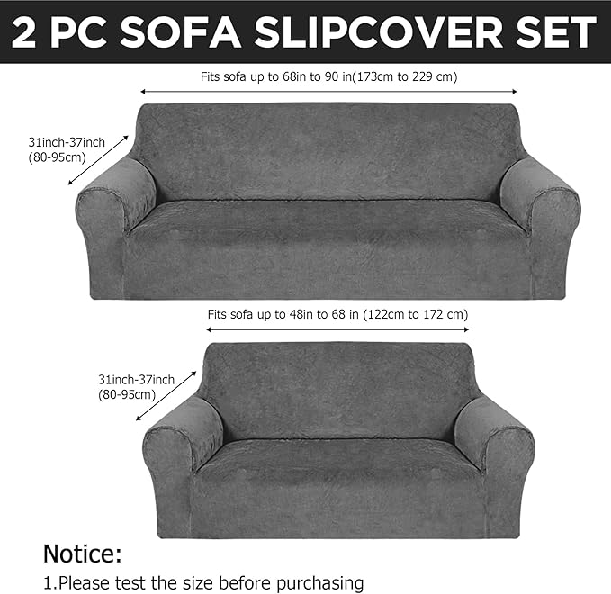 Peryiter 2 Pcs Sofa Covers Couch and Loveseat Covers Set Stretch Sofa Slipcover