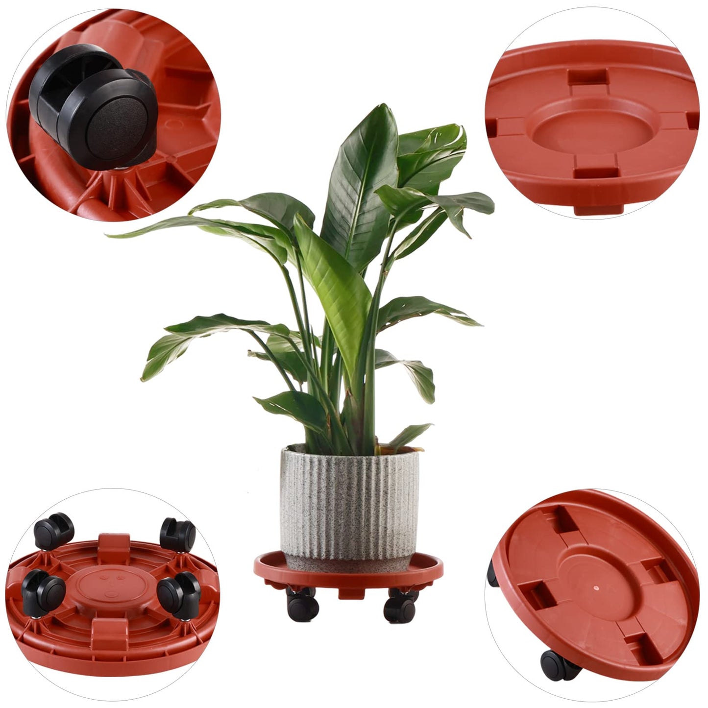 3 Packs Large Plant Caddy with Wheels 13" Rolling Plant Stands Heavy-duty Plastic Plant Roller Base Pot Movers Plant Saucer on Wheels Indoor Outdoor Plant Dolly with Casters Planter Tray Coaster