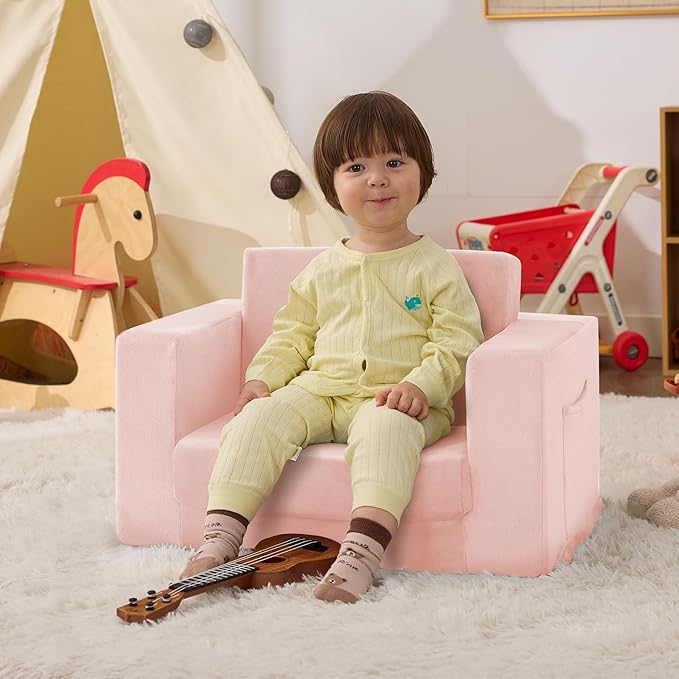 Kids Couch, 2-in-1 Toddler Chair Comfy 1-3 Years, Convertible Kids Chair