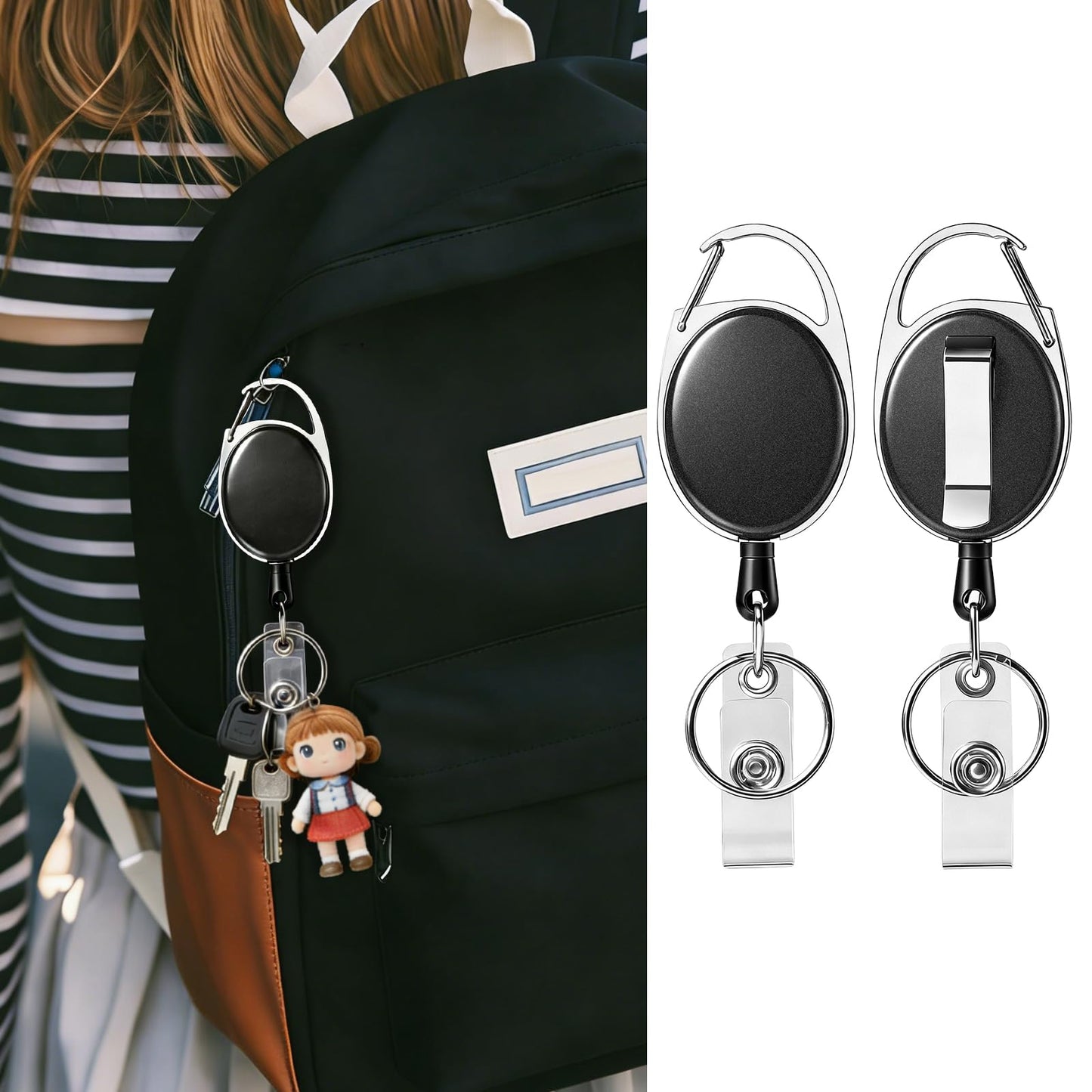 24 Pack Retractable Badge Holders,Retractable Badge Reels with Carabiner Reel Clip and Key Ring for Office Work,Hospitals and Outdoor