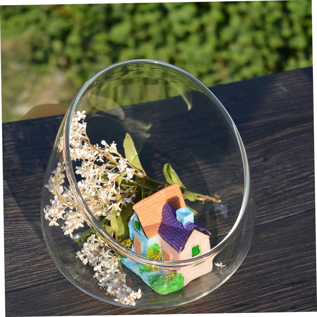 Healeved 3pcs Slant Cut Glass Bottle Micro Landscape Succulent Vase Set, Ecological Desk Terrarium Decoration for Home and Office