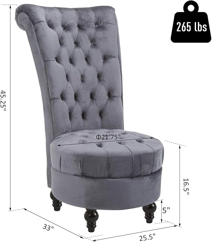 HOMCOM Retro High Back Armless Royal Accent Chair Fabric Upholstered Tufted Seat