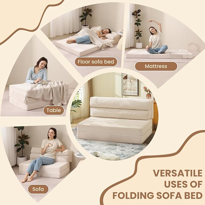 JUIKURY Folding Sofa Bed, Convertible Sleeper Chair