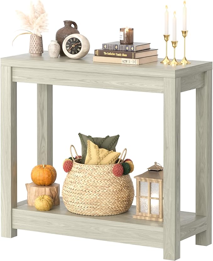 Besiost Small Farmhouse Wood Entryway Table Narrow Console Table