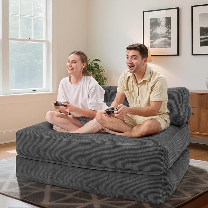 HABUTWAY Folding Sofa Bed, Foldable Floor Sofa Lounge w/Dual-Pillow & Handle