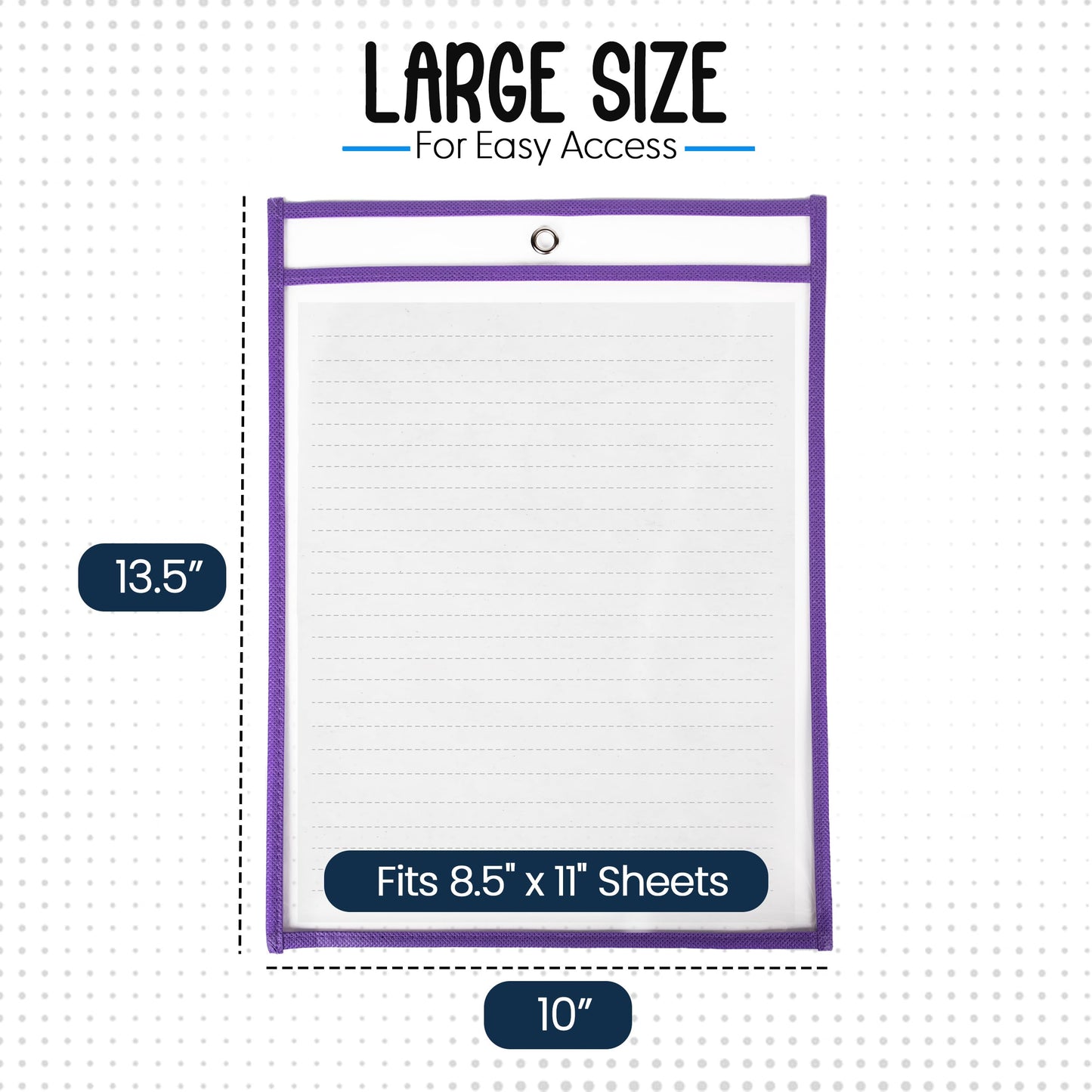 Essex Wares - 30 Pack, Assorted, Dry Erase Pocket Document Protectors,10" Wide x 13.5" Tall - Dry Erase Clear Plastic Sleeves - Reusable & Easy Erase Plastic Invoice Holders, Water-Resistant & Durable