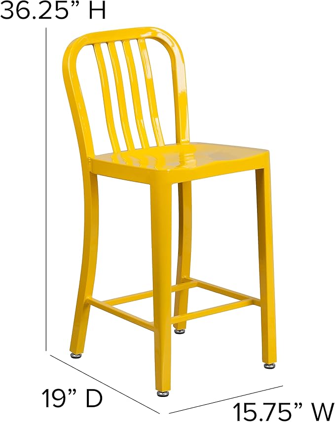 Flash Furniture Gael Commercial Grade 2 Pack 24" High Yellow Metal