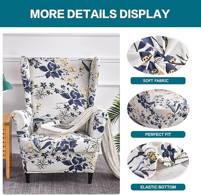 KRFOONN Wingback Chair Covers Slipcovers 2 Piece Stretch Wing Chair Covers