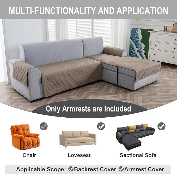 Genina Sofa Armrest Cover, Anti-Slip Armchair Slipcovers
