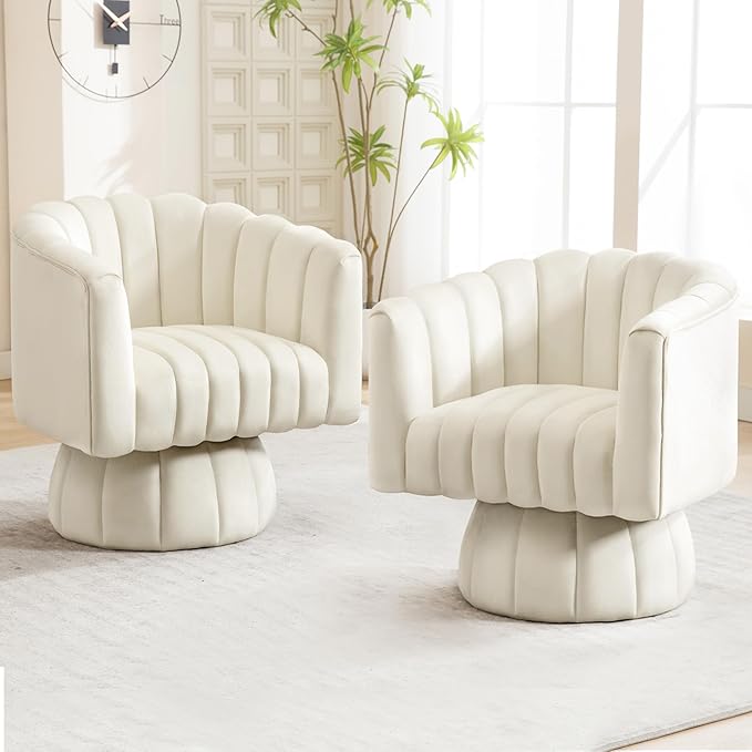 Swivel Accent Barrel Chair Set of 2- Cute Comfy Small Round 360° Arm Chair