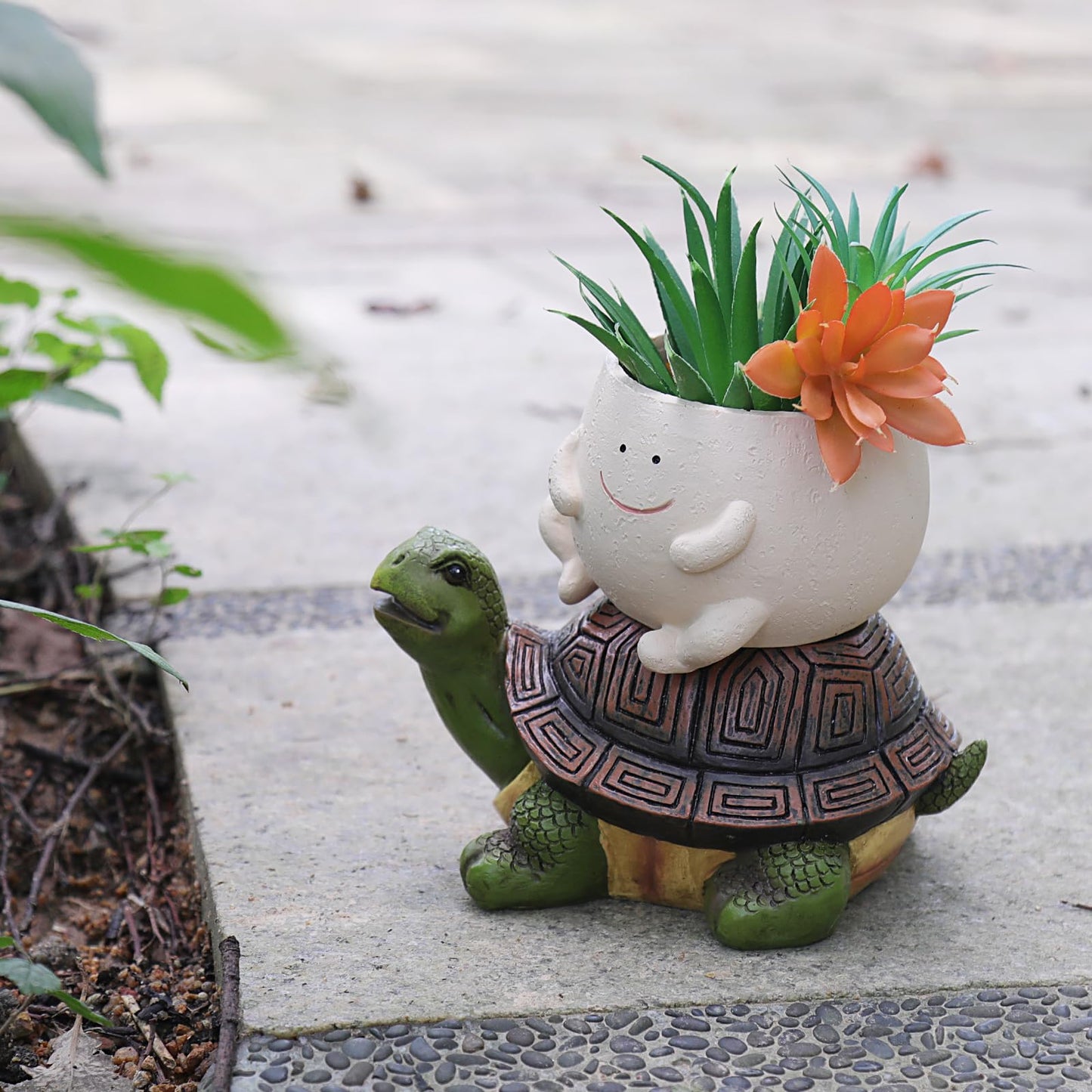 Pricetail Cute Turtle Succulents Planter Funny Smiley Face Split Design Turtle Planters for Indoor Outdoor Plants, Funky Flower Pot fro Small Succulent Plants, Gift Ideas for Mother, Christmas