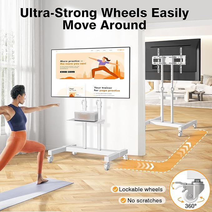 Mobile TV Stand Rolling TV Cart Floor Stand