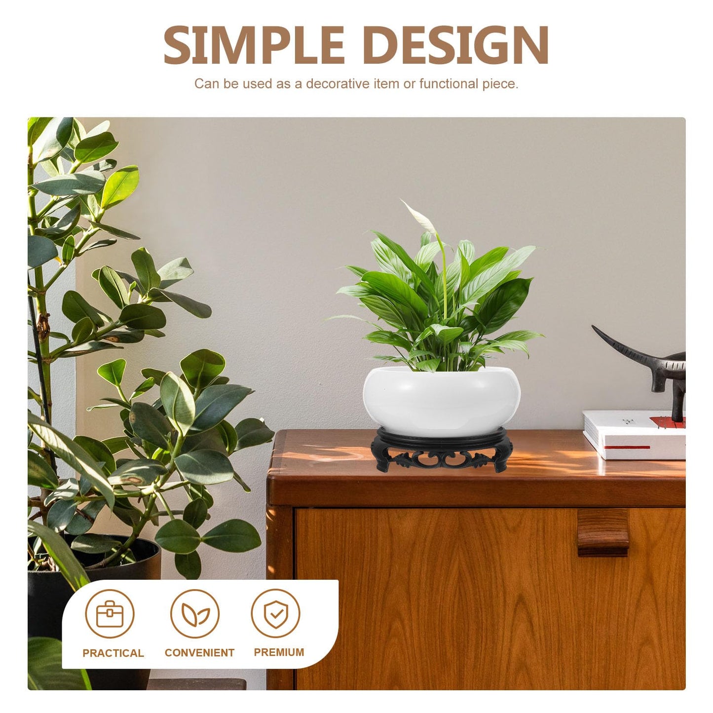 YARNOW Lotus Bowl Planter with Stand - 6.3 Inch White Ceramic Hydroponic Bowl for Water Lily, Daffodil & Bonsai - No Drainage Hole Decorative Indoor Plant Pot for Home Garden Office Zen Decor