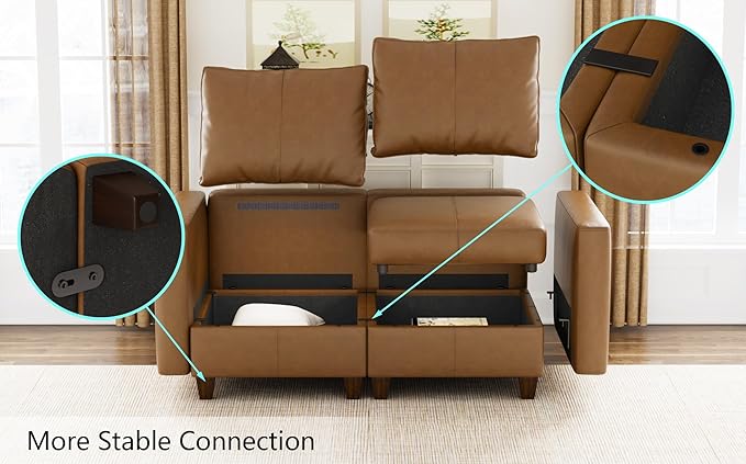 EASE MOOSE Faux Leather Sectional Couch Sofa