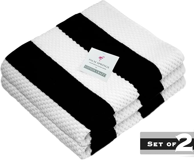 COTTON CRAFT Beach Lounge Chair Cover – 2 Pack Euro Spa Waffle Terry Towel
