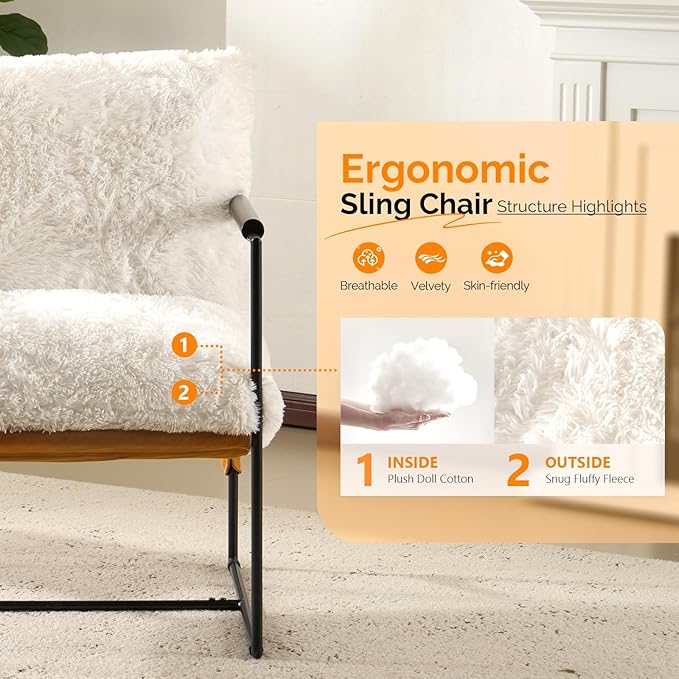 VINGLI 28" Wide Plush Upholstery Sling Modern Accent Chairs Set of 2, Cute