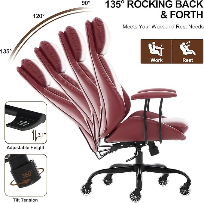 E-Motie Office Chair, Leather Desk Chair