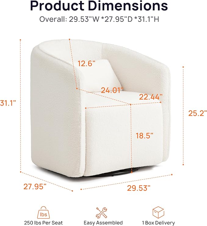 Oversized Boucle Swivel Accent Chair