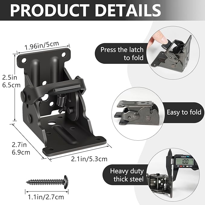12 Pack Folding Brackets, Self-Lock Hinge