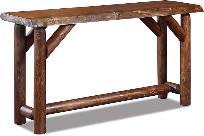 Rustic Sofa Table 56" Live Edge Console Table Cedar & Pine Wood