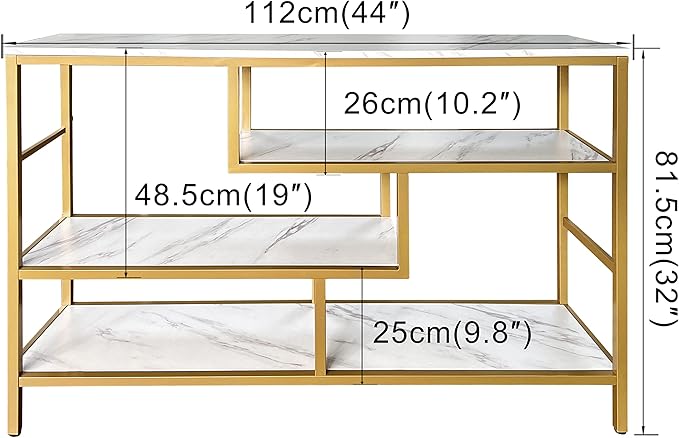 AT-VALY Console Table 4-Tier Storage Shelves Entryway Table Hallway Tables