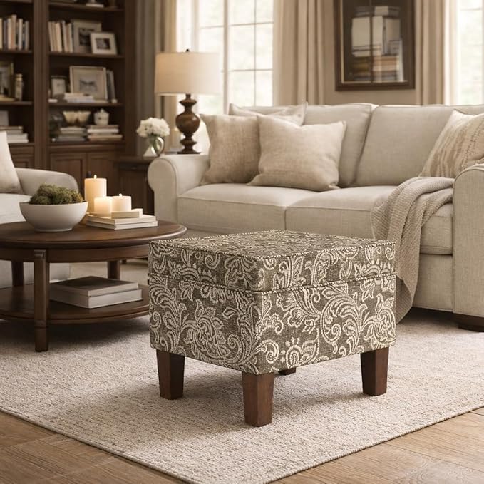 Homepop Home Decor |K7646-A880| Upholstered Modern Rectangular Storage Ottoman