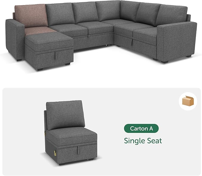 HONBAY Single Seat for Modular Sectional Sleeper Sofa