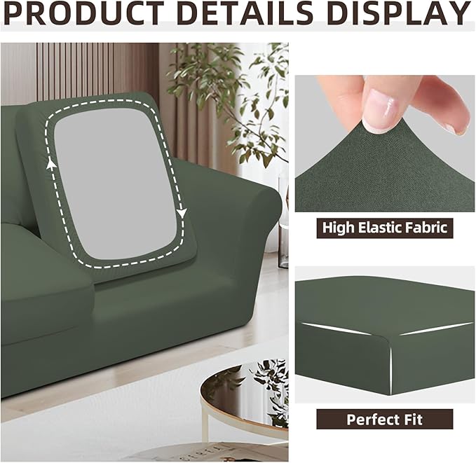 Easy-Going 7 Pieces Stretch Couch Cover Washable Sofa Cover Set
