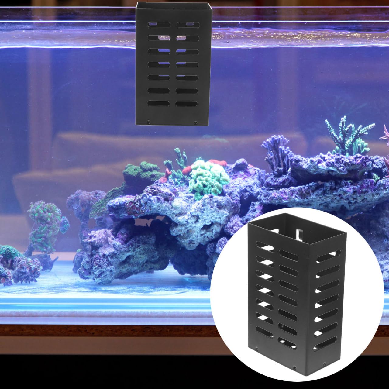 Alasum Aquarium Plant Basket Hanging Pot with Multiple Drainage Holes for Hydroponic Aquatic Plant Cultivation 4.92X3.14X1.77 Inch Fish Tank Planter