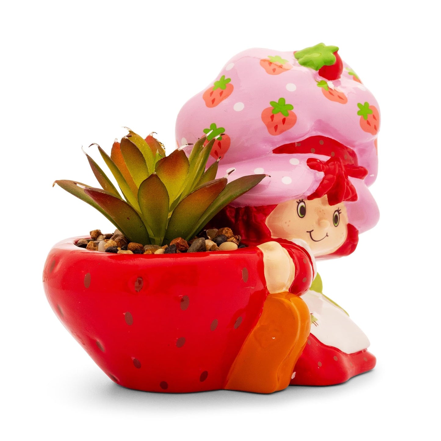 Silver Buffalo Strawberry Shortcake 4-Inch Ceramic Mini Planter with Artificial Succulent