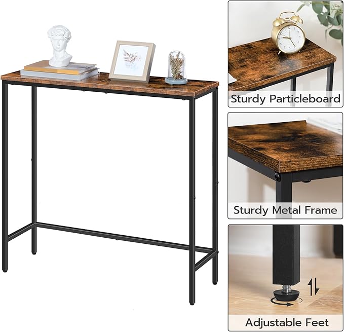 HOOBRO 2 Pack Narrow Console Table, 29.5" Small Entryway Table, Thin Long Sofa