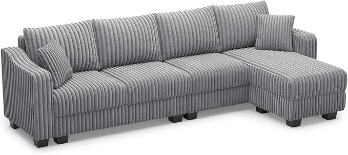 Belffin Sectional Couch with L-Shape Chaise L Shaped Couch with Ottoman