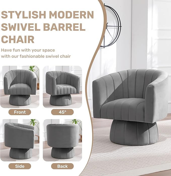 Swivel Accent Barrel Chair Set of 2, Cute Comfy Small Round 360° Arm Chair