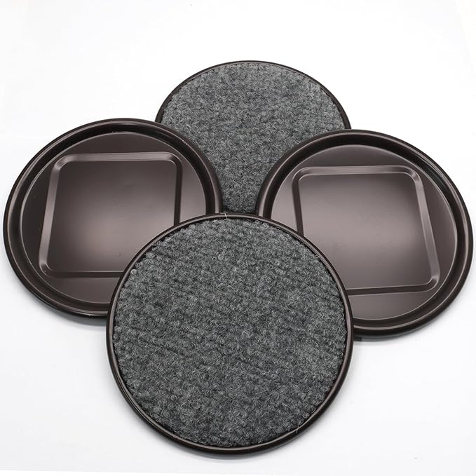 12Pcs Round Metal Felt Furniture Caster Cups, 4Inch Carpet-Bottom Furniture