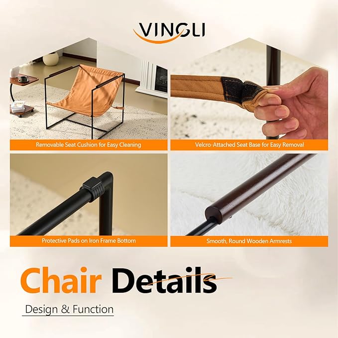 VINGLI 28" Wide Plush Upholstery Sling Modern Accent Chair