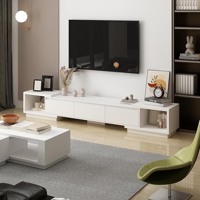AGOTENI Expandable TV Stand Media Console Table, Modern Entertainment Center
