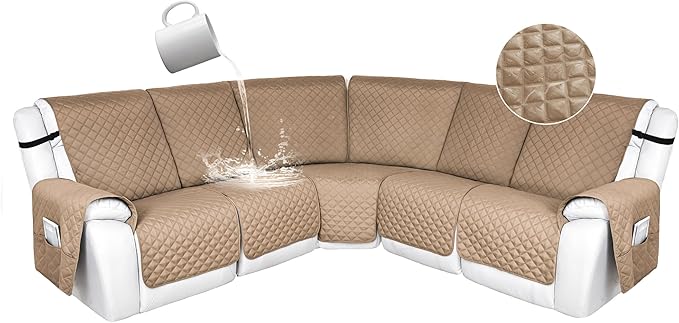 HDCAXKJ 100% Waterproof Reclining Sectional Couch Covers L Shape Recliner Sofa