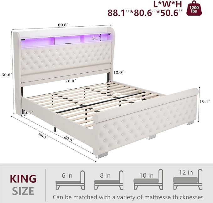 ROCHECASA King Size Bed Frame