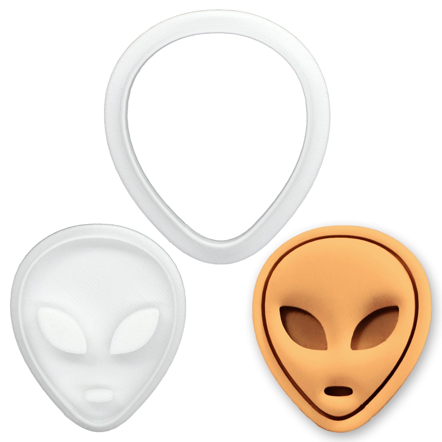 BAKERLOGY Alien Mini Cookie Cutter and Stamp Set – UFO Extraterrestrial Biscuit Fondant Embosser for Sci-Fi Space Theme Baking, Halloween Party Cupcake Decoration