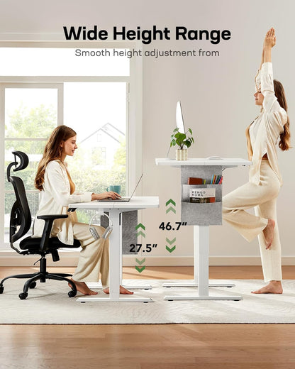 Marsail 55x28 Electric Standing Desk - Adjustable Height Computer Desk with Memory Presets, Storage Bag & Cable Management for Home Office & Gaming Workstations