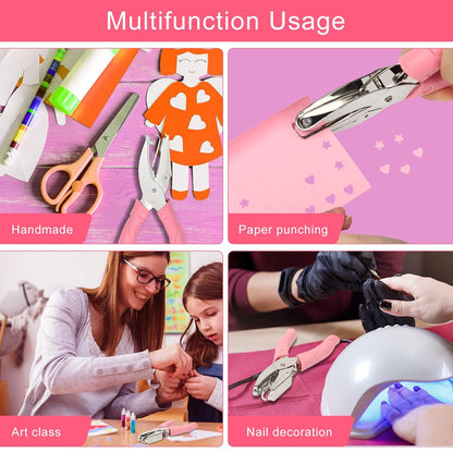 2 Pieces Heart and Star Handheld Hole Paper Punch Metal Single Hole Paper Punch Punchers with Soft-Handled Tags for Clothing Ticket DIY Craft Tags Scrapbook Tool, 1/4 inch