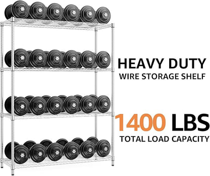 M MZG 5-Shelf Storage Shelves,Wire Shelving Heavy Duty Metal Storage Shelving Unit Adjustable Garage Shelving Rack Pantry Kitchen (Chrome, 4 Tier,15.8" D x 45.3" W x 59.4" H)