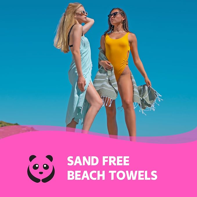 HAVLULAND Turkish Beach Towels, Oversized 40"x72" Turkish Bath Towel, Highly Absorbent Quick Dry Sand Free Beach Towels for Beach Pool Spa Gym Yoga Travel Camping Picnic Blanket - Aquamarine